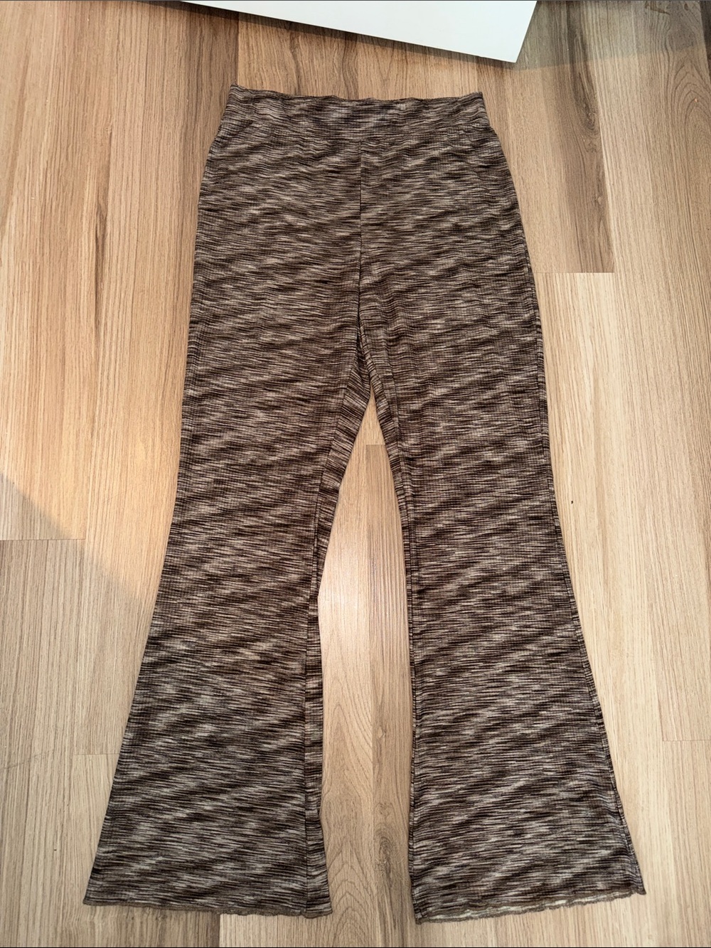 Brown Space-Dyed Flare Pants